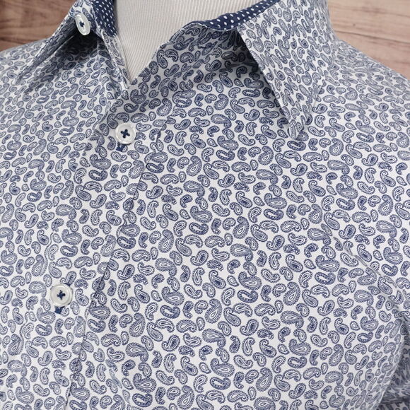 NICK GRAHAM STRETCH MODERN FIT PAISLEY BUTTON UP SHIRT MENS 18-18.5 36-37 2XL - Picture 3 of 7